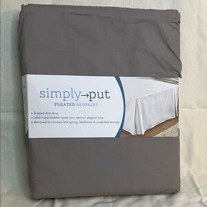 Simply Put Gray Pleated Bedskirt Queen